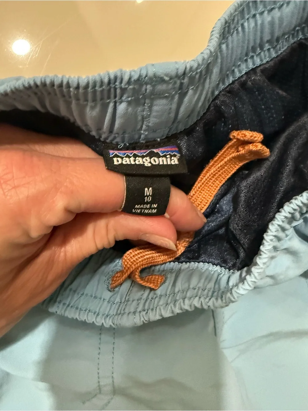 Patagonia Youth Boys Blue Swim Trunks Shorts Size M Lined Quick Dry NWOT